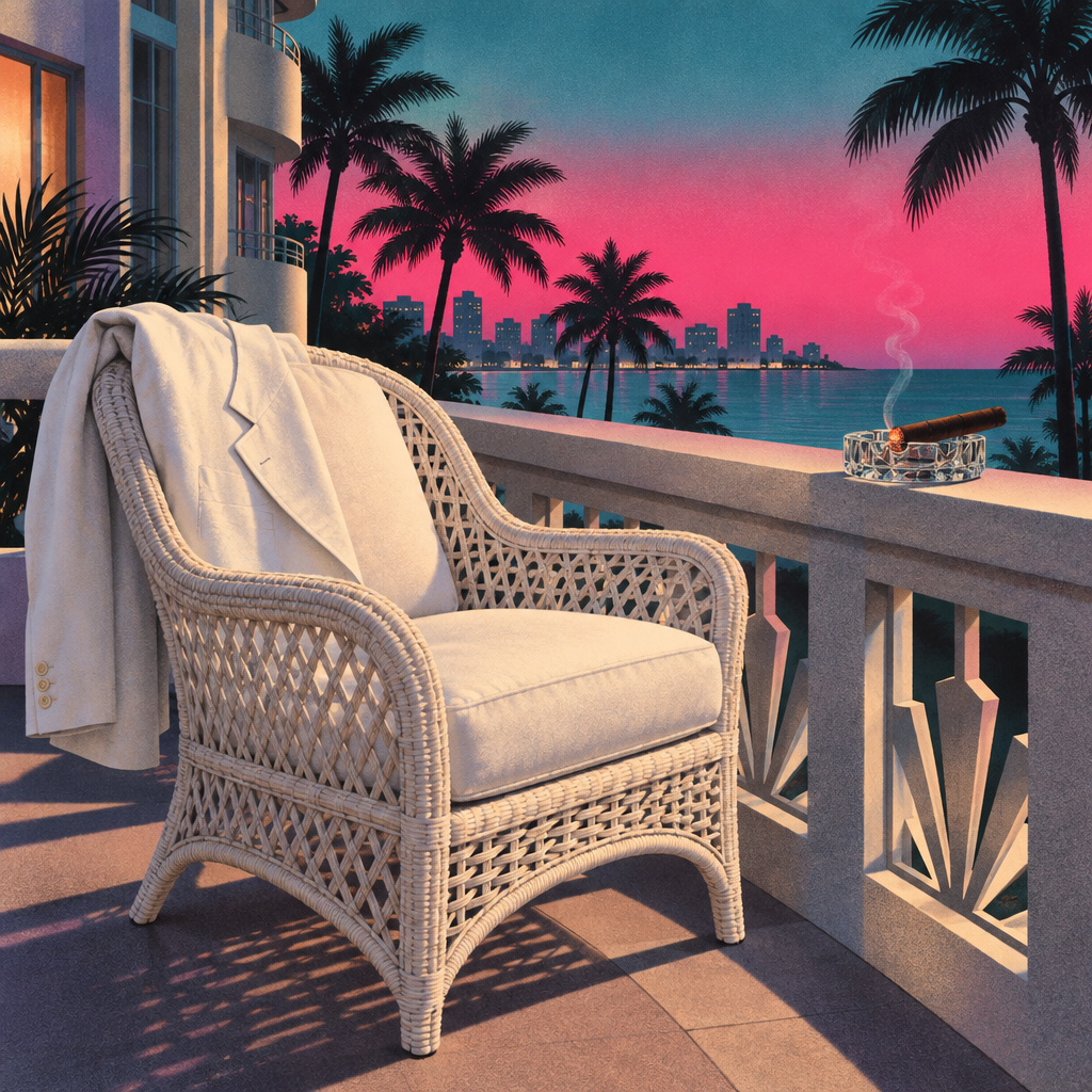 Cover of 80s miami mob boss planning his revenge